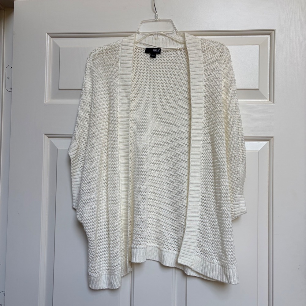 Womens Cream Batwing Cardigan Sweater Size L ana Layering Boho Minimalist Airy